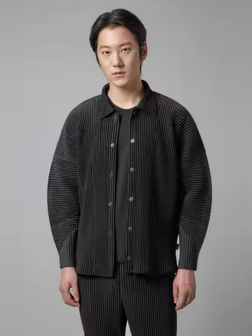 ISSEY 2026 New Arrival Miyake Basic Style Draped Mesh Sun Protection Shirt Jacket Casual Wrinkle-Res