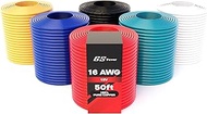 GS Power 16 AWG OFC Pure Copper Wire, 6 Roll Combo, 300 FT for 12V Car Audio Wiring