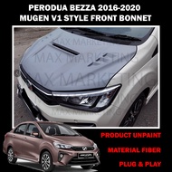 PERODUA BEZZA 2016-2020 MUGEN ADVANCE MUGEN V1 STYLE FRONT BONNET FIBER SKIRT LIP BODYKIT