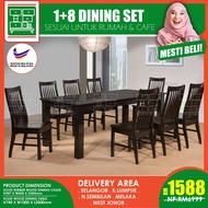 CT102WT CC777W 1+8 Seater Solid Wood Dining Set Kayu High Quality Turkey Fabric Chair