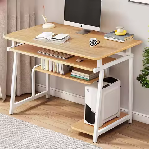 Small Computer Desk for Small Spaces,33.5" Inch Modern Writing Table with Monitor Storage Shelf for 