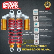 Shock belakang RX King CB Megapro GL bebek merk Answer type 002 ukuran 270 320 340 RedBlackGrey mur