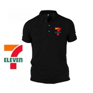 Logo 7 Eleven Print Polo Shirt 7 Eleven 7-11 UNIFORM Baju Lelaki Unisex Short Sleeve Collar Cotton T