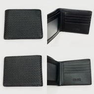 🇫🇷 Pierre Cardin 法國編織紋印花牛皮真皮黑色薄身有窗短款銀包 French Woven Pattern Print Simple Leather Wallet with Photo /