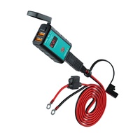 CVBGF 12V USB Charger Sepeda Motor สวิตช์กันน้ำพร้อมโวลต์มิเตอร์อะแดปเตอร์ชาร์จเร็ว SAE To USB Type-