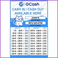 ☈ ▬ ▤ GCASH FEE RATE CUSTOMIZED RATE (LAMINATED/PVC) SIGNAGE