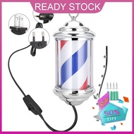 Mengy 28cm Barber Shop Pole Rotating Lighting Red White Blue Stripe Light Stripes Sign Hair Wall Hanging LED Downlights