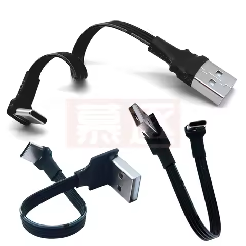 USB-C Type C Male UP Down Angled 90 Degree to USB 2.0 Male Data Cable USB Type-c Flat Cable 0.1m/0.2