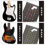SJP 1 Sheet Bass Scale Label Stickers Bass Fret Stickers Musical Note Bass Decals