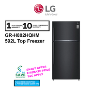 LG 592L Fridge Top Freezer GR-H802HQHM with DoorCooling &amp; Fresh 0 Zone Inverter Refrigerator GRH802HQHM (Matte Black) Peti Sejuk