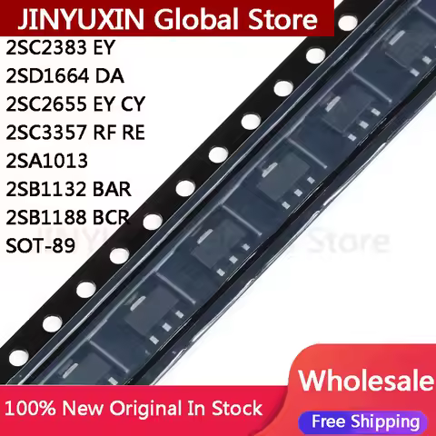 100Pcs 2SC2383 EY 2SD1664 DA 2SC2655 EY CY 2SC3357 RF RE 2SA1013 2SB1132 BAR 2SB1188 BCR SOT-89 IC C