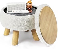 Nandae Small Footstool with Storage Space, 2-in-1 Lid, Turns into Side Table, Ottoman with Removable