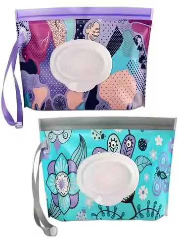 2pcs/Set Wipes Container, Diaper Wipes Bag for Moms on the Go, Reusable Portable Wipes Bag, Wipes Di