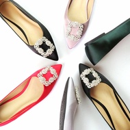White Rhinestone Shoes (Size 33-44) Satin Pointed Toe Flats Shoes Women Wedding Shoes Bridal Shoes P