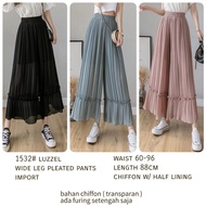 Mdlv ~ 1532 LUZZEL WIDE LEG PLEATED PANTS CHIFFON KULOT CELANA KOREA CELANA PREMIUM IMPORTED TROUSER