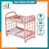 Mini 2-tier plastic shelf - Assembled 2-tier mini shelf