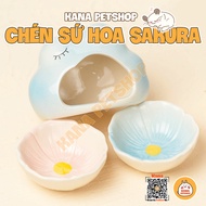 Chén Ăn Sứ Hamster 🐹FREESHIP🐹 Chén Sứ Đựng Đồ Ăn Hoa Anh Đào Sakura Cho Hamster Nhím Sóc
