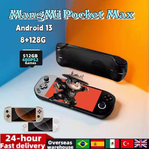 MANGMI Pocket Max Handheld Game Console 7" OLED 144Hz Screen SD865 8GB RAM 128GB ROM 8000mAh Android