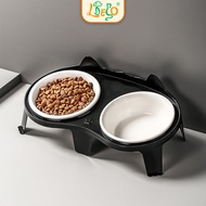 LDECO Double Ceramic Pet Bowl for Dogs & Cats | Food & Water Dual Purpose Cat Feeder | BPA-Free, Eas