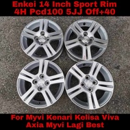 Myvi Kenari Axia Myvi Lagi Best Sport Rim Enkei 14 Inch 4H PCD100 5JJ OffSet +40 ( Ori Passo Racy )