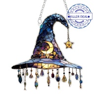 Halloween Window Decoration - 2d Acrylic Witch Hat Hanging Ornament For Door Garden Party F7m6
