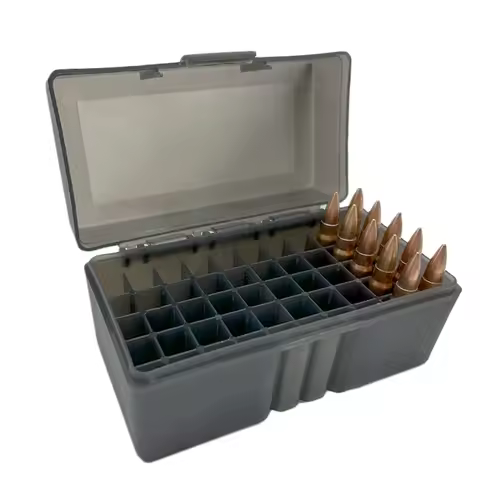 Tactical Ammo Box Flip-Top Rifle Ammo Box for 7.62X39mm .22-250 Rem 50 Rounds 7.62 Ammo Carrying Box