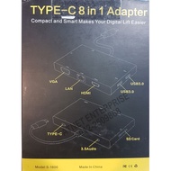 VC USB 3.1 TYPE-C TO 8 IN 1 ADAPTER (CO204)HDMI/VGA/LAN/SD/AUDIO/TYPE-C/USB3.0X2