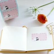 放大版手開票機貼紙  花與長毛貓 (12 枚入)