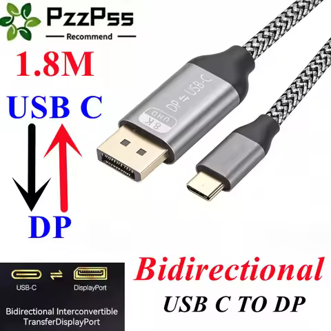 USB C to DP 2.1 Cable 8K@60Hz 4K@144Hz For Thunderbolt 4/3 Type C to DisplayPort 2.1 Cable for MacBo
