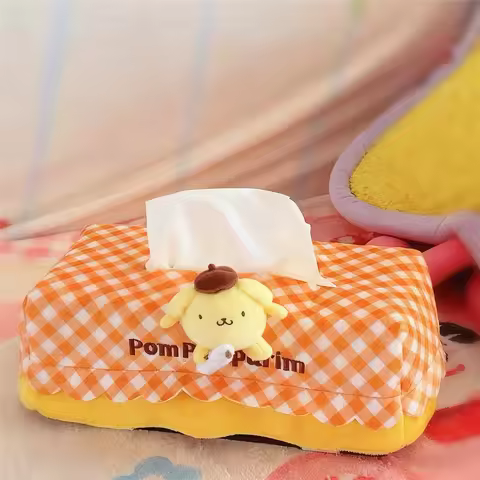 Japanese Style Cartoon Cute Pompompurin Plush Tissue Box Car Home Use Tissue Case Decorative Surpris