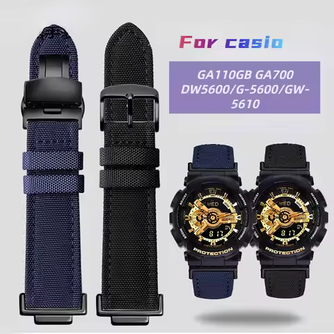 Nylon & cowhide Watch Band For Casio G-Shock GA110 GA100/400 GA700 GBA-800 DW5600/G-5600/GW-5610 Rep