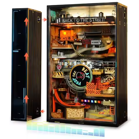 Robotime Rokr Marble Run Model Kits Hip-hop Street Gaming Decor Desk Decoration Parallel World MR03S