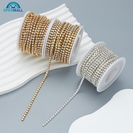 OPENMALL 1 Yard Crystal AB Rhinestone Cup Chain Silver Gold Setting Colorful Glass Rhinestone Trim f