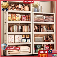 【MY STOCK】Folding Storage Box Cupboards Cabinets Transparent Double Door Foldable  Home Clothes Snac