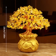 【A LIKE】 1PC Natural Crystal Fortune Tree Money Bag Tree Money Tree Business Craft Gift Decoration