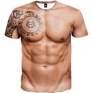 Fake Abs Muscles Chest Muscles Eight Pieces Abs Printed Short-Sleeved T-Shirt Wonderful Bottoming Sh