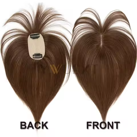 Clips In Topper Natural Scalp Top to Hide Bald or White Hair 100% Human Hair Toppers For Women 5x9cm