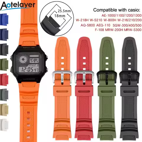 18mm Rubber Dedicated Watch Strap For Casio AQ-S810W SGW-400H W-800H AE-1000W F-108WH W215 MRW-200H 