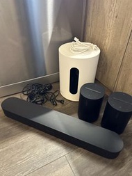 SONOS beam soundbar, sub mini subwoofer, ER100 x2