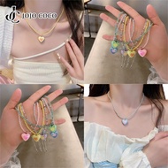 JOJO COCO Colorful Love Necklace 2025 New Necklace Clavicle Chain Summer Accessories Women