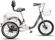 Tricycle Adult Three Wheel Bike Adult Tricycle Folding 3 Wheel Adult Trikes Cruiser Bike 7 Speed for Recreation Shopping Exercise Men's Women's Bike with Large Basket Cycling Pedalling