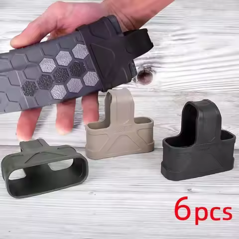 6PCS 5.56mm Fast Magazine Rubber Holster for M4 M16 AR15 AK GL 17 M9 Mag Pouch Sleeve Rubber Slip Co