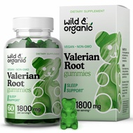 Wild & Organic Valerian Root Gummies 1800mg - Mood Support w/Valerian Root Extract - Natural Calm Gu