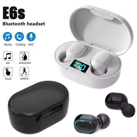 E6S TWS Earphone Wireless Bluetooth Headphones Touch Control Earphones With HD Mic Earbuds Sports Wa