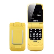 MD Long-CZ J9 World Mini โทรศัพท์มือถือแบบฝาพับเล็กที่สุดปลดล็อก (สีดำ)
