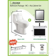 DOCASA TOILET BOWL (A042 ) + (DCS-ACS 523648 BLK) ALUMINIUM CABINET SET