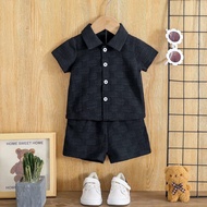 เสื้อเชิ้ตและกางเกงขาสั้นเด็กผู้ชาย Texture Street Fashion Casual Infant Outfit