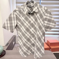 Burberry 灰白色格紋短袖襯衫