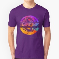 Imagine Colorful Watercolour Graphic Dragon T Shirt 100% Cotton Fantasy Creature Tattoo Watercolor P