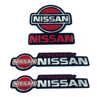 สติ๊กเกอร์ Nissan โลโก้ นิสสัน สีแดง สติกเกอร์ [3ชิ้น] แต่งรถ ติดรถ รถยนต์ รถกระบะ 3D ตัวนูน ติดกระจก ท้ายรถ JDM Foil Sticker Car Racing March Big M Navara Almera Juke Note